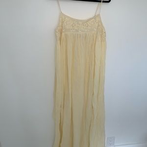 Free People Cream Lace-Trim Maxi Slip Dress